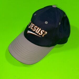 Got Jesus? Navy Blue Grey Two Tone Embroidered Adjustable Baseball Cap Hat